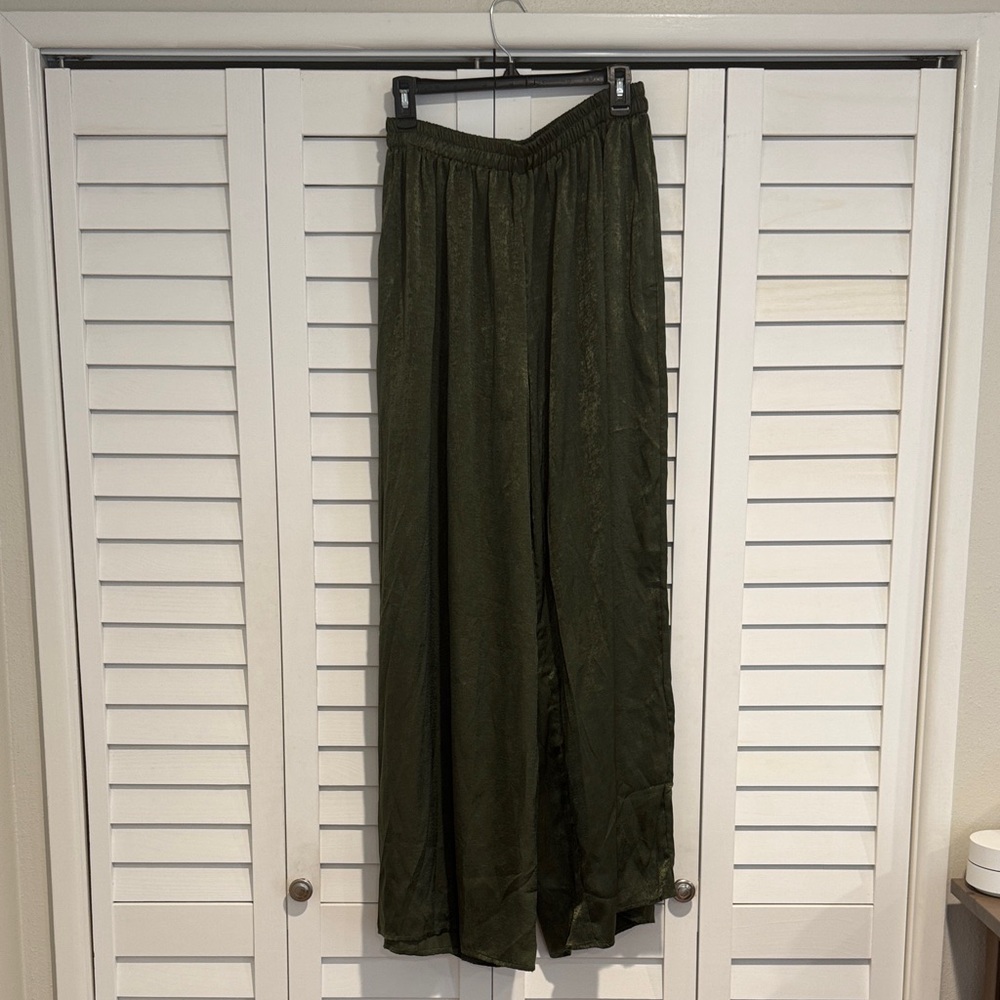 Olive Green Wide-Leg Pants
